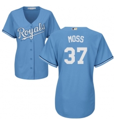 Women's Majestic Kansas City Royals #37 Brandon Moss Replica Light Blue Alternate 1 Cool Base MLB Jersey