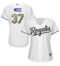 Women's Majestic Kansas City Royals #37 Brandon Moss Replica White Home Cool Base MLB Jersey