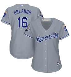 Women's Majestic Kansas City Royals #16 Paulo Orlando Authentic Grey Road Cool Base MLB Jersey