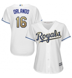Women's Majestic Kansas City Royals #16 Paulo Orlando Authentic White Home Cool Base MLB Jersey