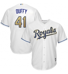 Men's Majestic Kansas City Royals #41 Danny Duffy Replica White Home Cool Base MLB Jersey