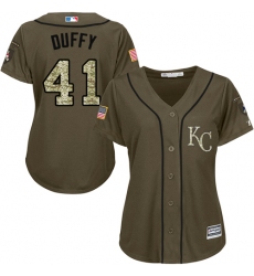 Women's Majestic Kansas City Royals #41 Danny Duffy Replica Green Salute to Service MLB Jersey