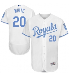 Men's Majestic Kansas City Royals #20 Frank White Authentic White 2016 Father's Day Fashion Flex Base MLB Jersey