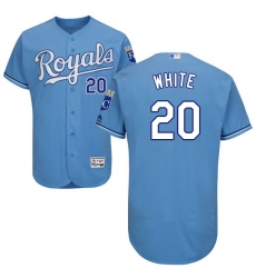 Men's Majestic Kansas City Royals #20 Frank White Light Blue Alternate Flex Base Authentic Collection MLB Jersey