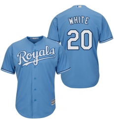 Youth Majestic Kansas City Royals #20 Frank White Authentic Light Blue Alternate 1 Cool Base MLB Jersey