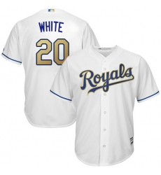 Youth Majestic Kansas City Royals #20 Frank White Authentic White Home Cool Base MLB Jersey