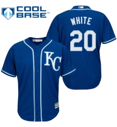Youth Majestic Kansas City Royals #20 Frank White Replica Blue Alternate 2 Cool Base MLB Jersey