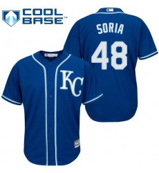 Youth Majestic Kansas City Royals #48 Joakim Soria Replica Blue Alternate 2 Cool Base MLB Jersey