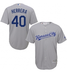 Youth Majestic Kansas City Royals #40 Kelvin Herrera Replica Grey Road Cool Base MLB Jersey