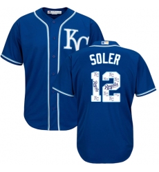 Men's Majestic Kansas City Royals #12 Jorge Soler Blue Authentic Blue Team Logo Fashion Cool Base MLB Jersey