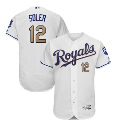 Men's Majestic Kansas City Royals #12 Jorge Soler White Flexbase Authentic Collection MLB Jersey