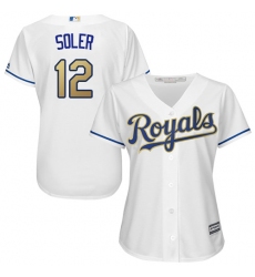 Women's Majestic Kansas City Royals #12 Jorge Soler Authentic White Home Cool Base MLB Jersey