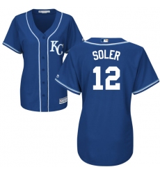 Women's Majestic Kansas City Royals #12 Jorge Soler Replica Blue Alternate 2 Cool Base MLB Jersey