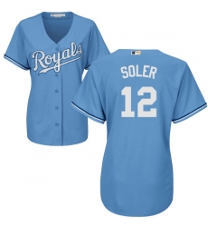 Women's Majestic Kansas City Royals #12 Jorge Soler Replica Light Blue Alternate 1 Cool Base MLB Jersey