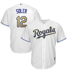 Youth Majestic Kansas City Royals #12 Jorge Soler Replica White Home Cool Base MLB Jersey