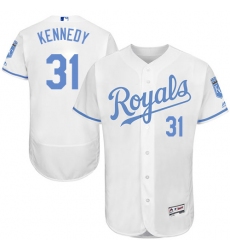 Men's Majestic Kansas City Royals #31 Ian Kennedy Authentic White 2016 Father's Day Fashion Flex Base MLB Jersey