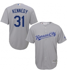Men's Majestic Kansas City Royals #31 Ian Kennedy Replica Grey Road Cool Base MLB Jersey