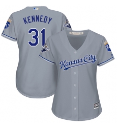 Women's Majestic Kansas City Royals #31 Ian Kennedy Authentic Grey Road Cool Base MLB Jersey