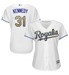 Women's Majestic Kansas City Royals #31 Ian Kennedy Authentic White Home Cool Base MLB Jersey