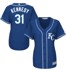 Women's Majestic Kansas City Royals #31 Ian Kennedy Replica Blue Alternate 2 Cool Base MLB Jersey