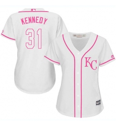Women's Majestic Kansas City Royals #31 Ian Kennedy Replica White Fashion Cool Base MLB Jersey