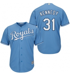 Youth Majestic Kansas City Royals #31 Ian Kennedy Replica Light Blue Alternate 1 Cool Base MLB Jersey