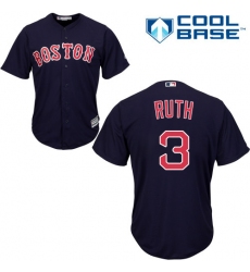 Men's Majestic Boston Red Sox #3 Babe Ruth Replica Navy Blue Alternate Road Cool Base MLB Jersey