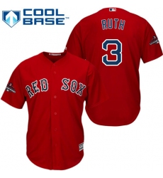Youth Majestic Boston Red Sox #3 Babe Ruth Authentic Red Alternate Home Cool Base 2018 World Series Champions MLB Jersey