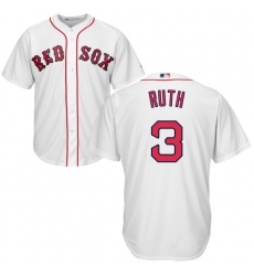 Youth Majestic Boston Red Sox #3 Babe Ruth Replica White Home Cool Base MLB Jersey