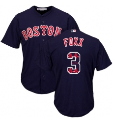 Men's Majestic Boston Red Sox #3 Jimmie Foxx Authentic Navy Blue Team Logo Fashion Cool Base MLB Jersey