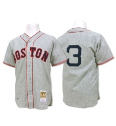 Men's Mitchell and Ness 1936 Boston Red Sox #3 Jimmie Foxx Replica Grey Throwback MLB Jersey