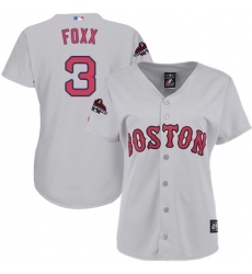 Women's Majestic Boston Red Sox #3 Jimmie Foxx Authentic Grey Road 2018 World Series Champions MLB Jersey