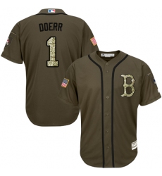 Men's Majestic Boston Red Sox #1 Bobby Doerr Replica Green Salute to Service MLB Jersey