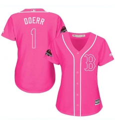 Women's Majestic Boston Red Sox #1 Bobby Doerr Authentic Pink Fashion 2018 World Series Champions MLB Jersey