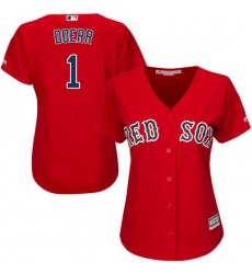 Women's Majestic Boston Red Sox #1 Bobby Doerr Authentic Red Alternate Home MLB Jersey