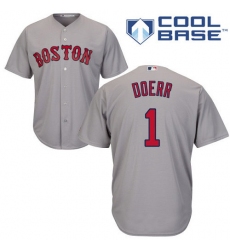 Youth Majestic Boston Red Sox #1 Bobby Doerr Replica Grey Road Cool Base MLB Jersey
