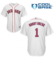 Youth Majestic Boston Red Sox #1 Bobby Doerr Replica White Home Cool Base MLB Jersey