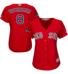 Women's Majestic Boston Red Sox #8 Carl Yastrzemski Authentic Red Alternate Home 2018 World Series Champions MLB Jersey