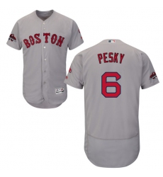 Men's Majestic Boston Red Sox #6 Johnny Pesky Grey Road Flex Base Authentic Collection 2018 World Series Champions MLB Jersey