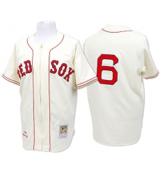 Men's Mitchell and Ness Boston Red Sox #6 Johnny Pesky Replica Cream Throwback MLB Jersey