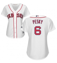 Women's Majestic Boston Red Sox #6 Johnny Pesky Replica White Home MLB Jersey