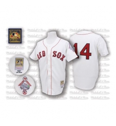 Men's Mitchell and Ness 1987 Boston Red Sox #14 Jim Rice Authentic White Throwback MLB Jersey
