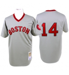Men's Mitchell and Ness Boston Red Sox #14 Jim Rice Authentic Grey Throwback MLB Jersey