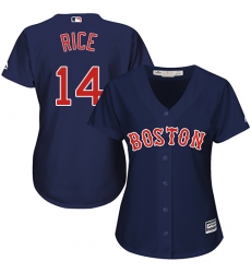 Women's Majestic Boston Red Sox #14 Jim Rice Replica Navy Blue Alternate Road MLB Jersey