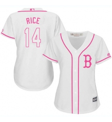 Women's Majestic Boston Red Sox #14 Jim Rice Replica White Fashion MLB Jersey