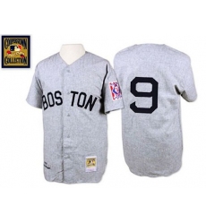 Men's Mitchell and Ness 1939 Boston Red Sox #9 Ted Williams Authentic Grey Throwback MLB Jersey