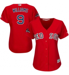 Women's Majestic Boston Red Sox #9 Ted Williams Authentic Red Alternate Home 2018 World Series Champions MLB Jersey