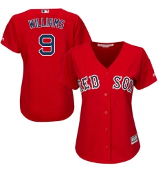 Women's Majestic Boston Red Sox #9 Ted Williams Authentic Red Alternate Home MLB Jersey