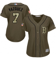 Women's Majestic Boston Red Sox #7 Christian Vazquez Replica Green Salute to Service MLB Jersey