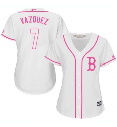 Women's Majestic Boston Red Sox #7 Christian Vazquez Replica White Fashion MLB Jersey